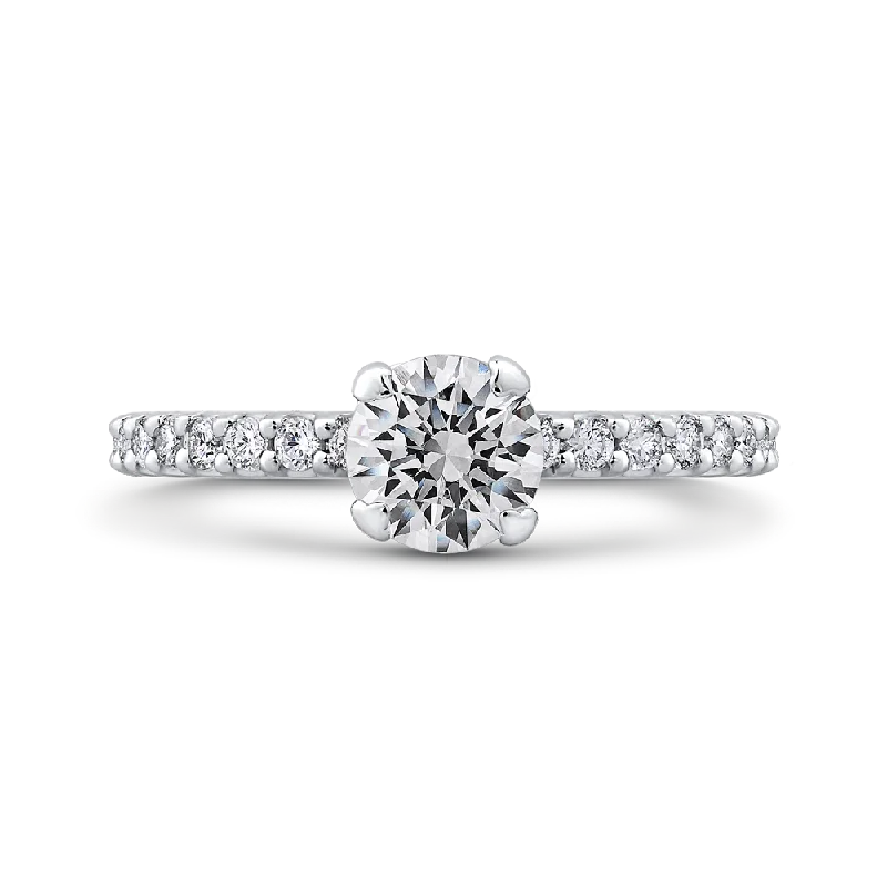 Round Diamond Engagement Ring In 14K White Gold