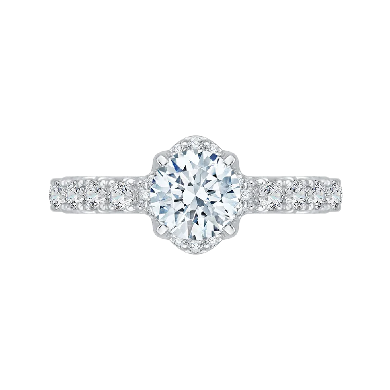 Round Diamond Engagement Ring In 14K White Gold (Semi Mount)