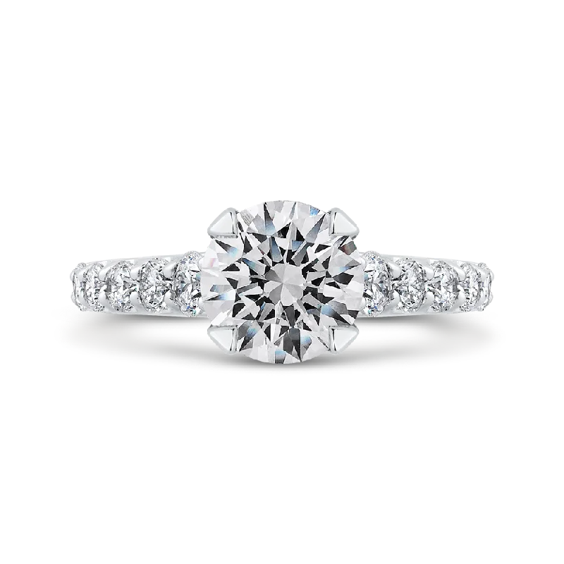 Round Diamond Engagement Ring In 14K White Gold (Semi Mount)