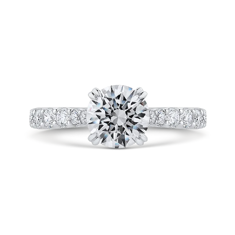 Round Diamond Engagement Ring In 14K White Gold (Semi Mount)