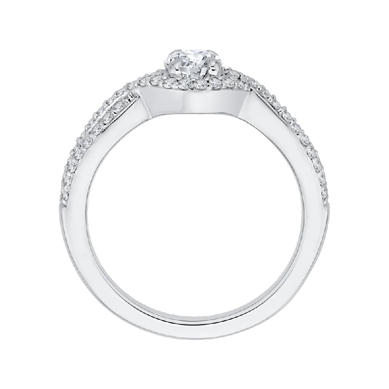 Round Diamond Engagement Ring With Split Shank In 14K White Gold