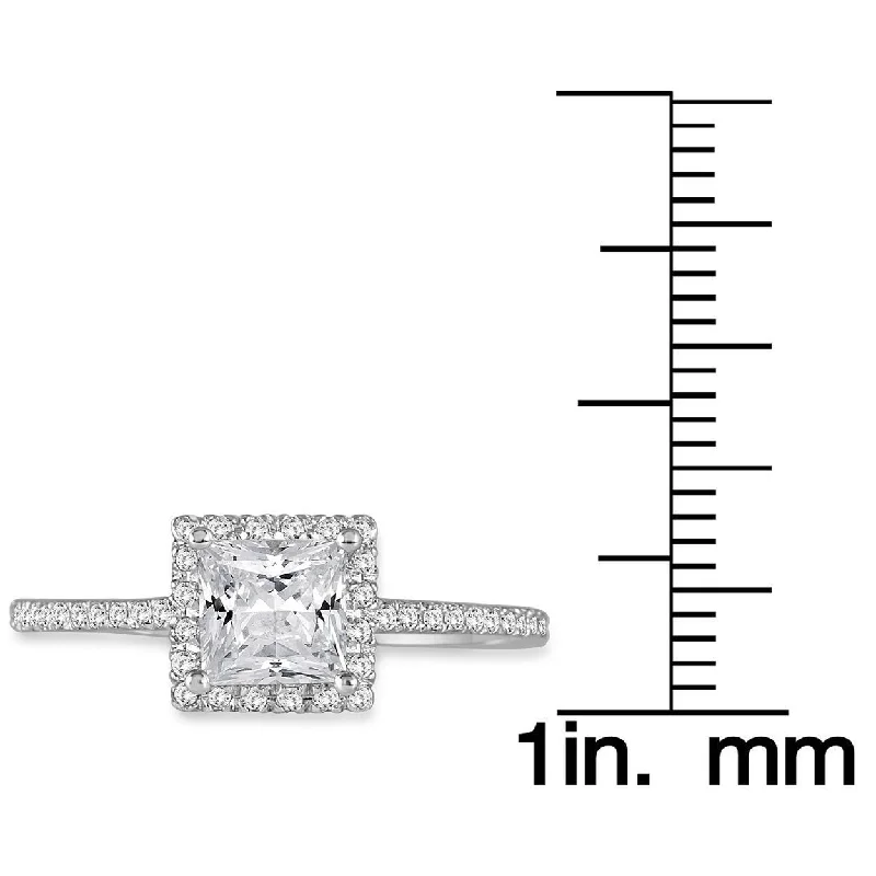 1 Carat TW Princess Cut Diamond Engagement Ring in 14K White Gold