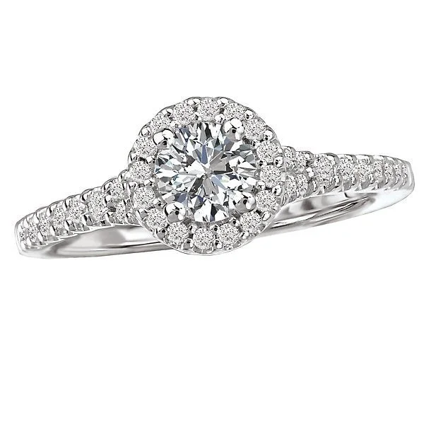 14KT WHITE GOLD 3/4 CTW ROUND DIAMOND HALO RING