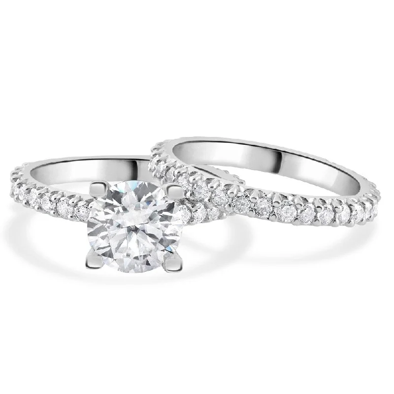 2 3/4Ct Diamond Engagement Wedding Ring Set in White Gold Lab Grown