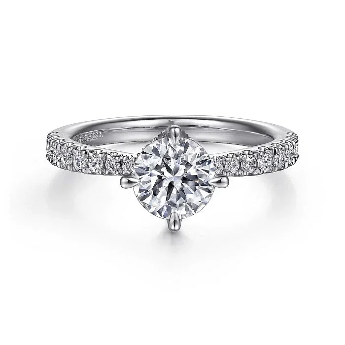 14K White Gold Semi Mount Engagement Ring