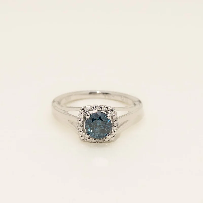 Blue Diamond Engagement Ring in 14kt White Gold (7/8ct)