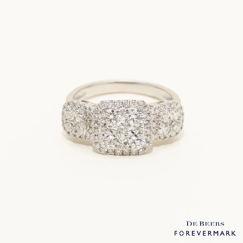 Forevermark Center of my Universe Cushion Diamond Halo Ring in 18kt White Gold (1 1/3ct tw)