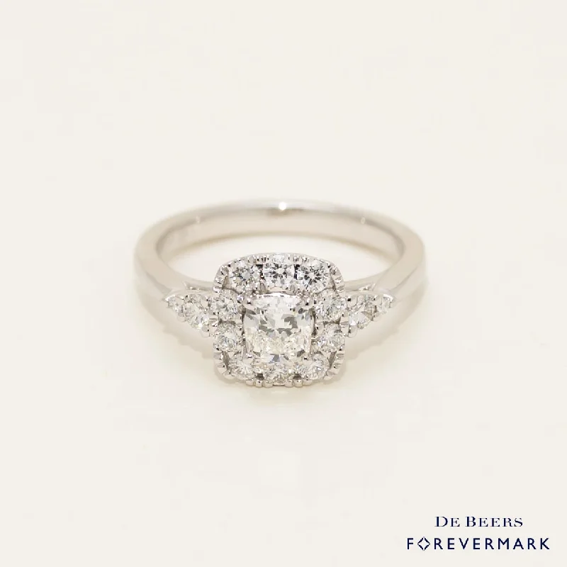 Forevermark Cushion Diamond Halo Engagement Ring in 14kt White Gold (1ct tw)