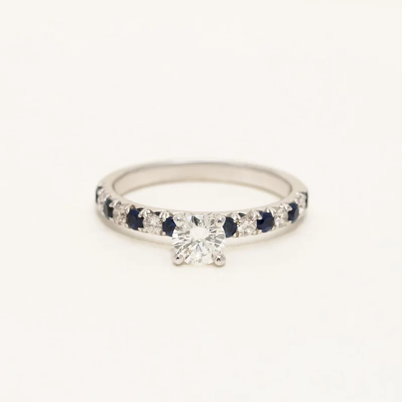 Diamond and Sapphire Engagement Ring in 14kt White Gold (1ct tw)