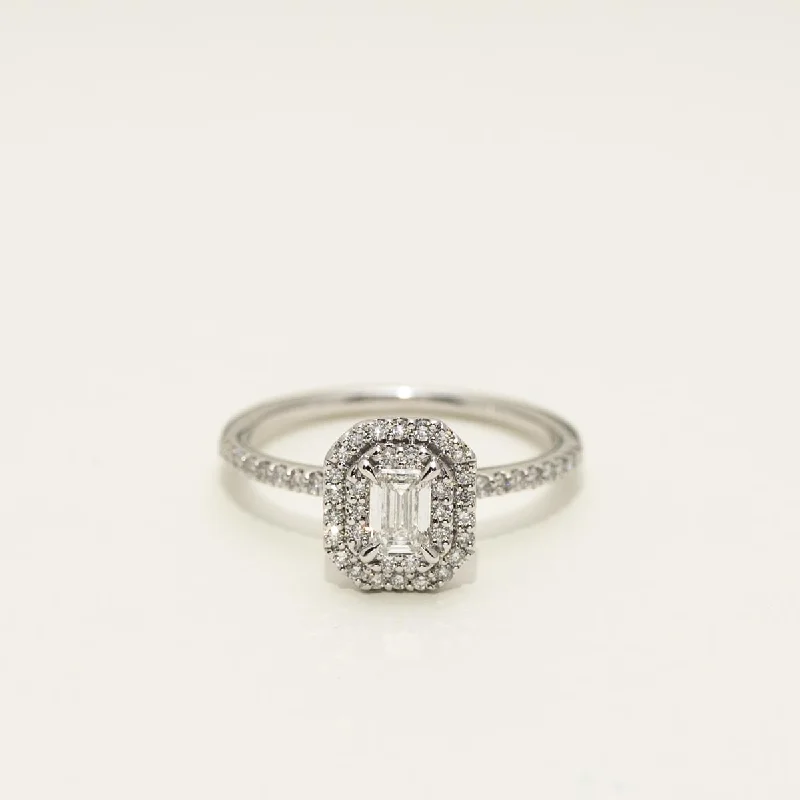 Emerald Cut Diamond Halo Engagement Ring in 14kt White Gold (5/8ct tw)