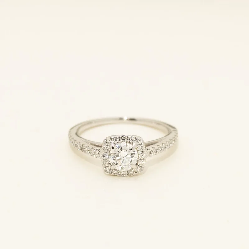 Estate Forevermark Diamond Halo Engagement Ring in 18kt White Gold (3/4ct tw)