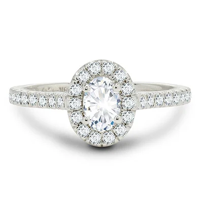 Forevermark Center of My Universe Oval Diamond Halo Ring with Forevermark Petite Diamonds in 18kt White Gold (3/4ct tw)