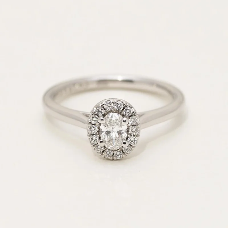 Forevermark Oval Diamond Halo Engagement Ring in 18kt White Gold (3/8ct tw)