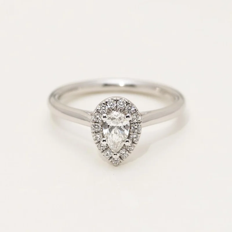 Forevermark Pear Shaped Diamond Halo Engagement Ring in 18kt White Gold (3/8ct tw)