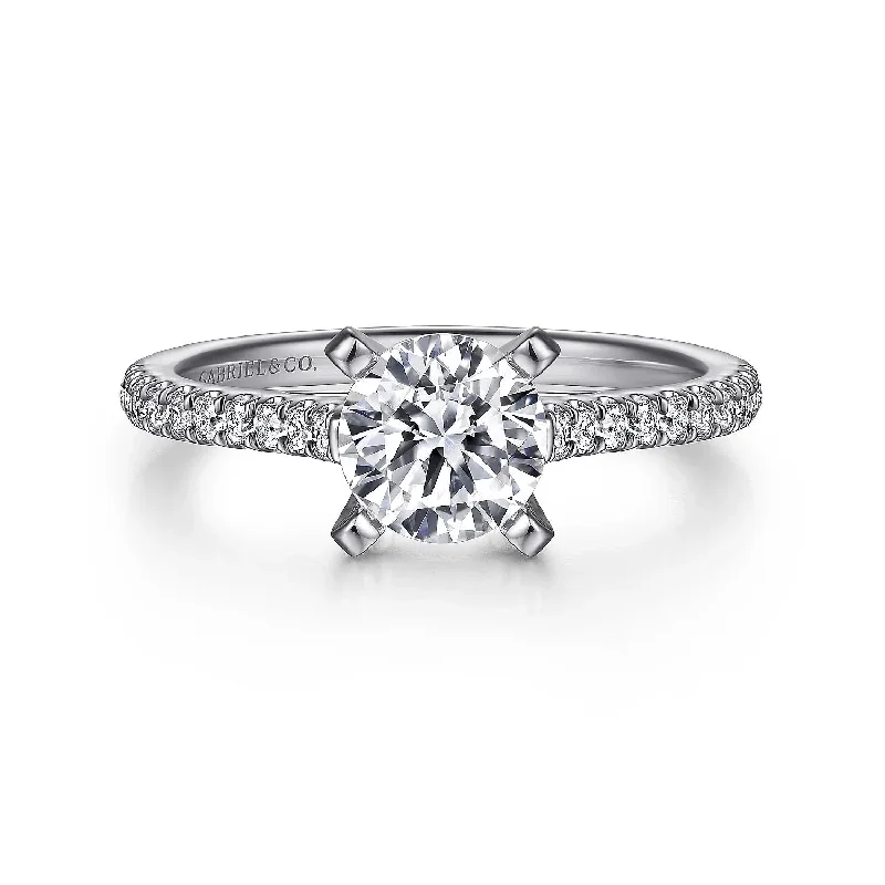 Joanna - 14K White Gold Round Diamond Engagement Ring