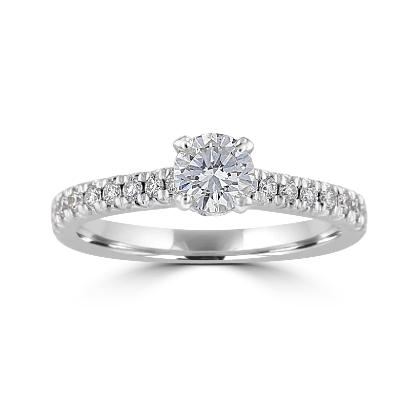 JULEVE 14KT WHITE GOLD 1.00 CTW ROUND DIAMOND HIDDEN HALO RING