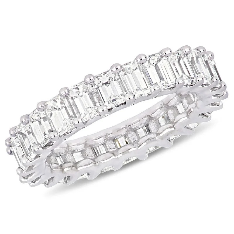 Miadora 18k White Gold 3-3/4ct TDW Emerald-Cut Diamond Full-Eternity Band