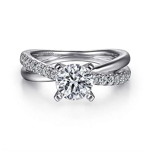 Morgan - 14K White Gold Round Twisted Diamond Engagement Ring