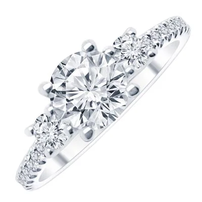 Northern Star Three Stone Diamond Engagement Ring in 14kt White Gold (1ct tw)