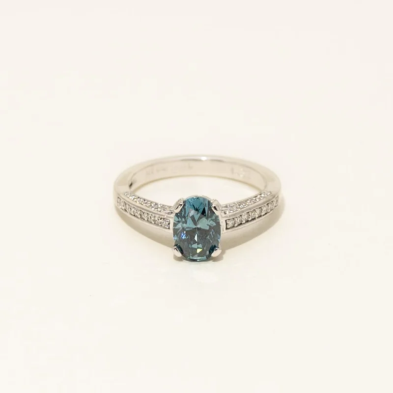 Oval Blue Diamond Engagement Ring in 14kt White Gold (1 3/4ct tw)