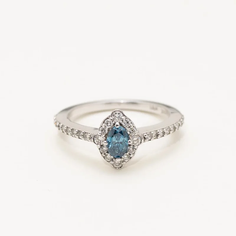 Oval Blue Diamond Engagement Ring in 14kt White Gold (3/4ct tw)