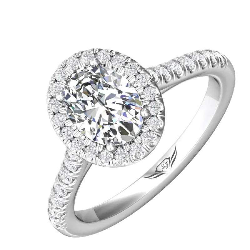 Oval Diamond Halo Engagement Ring in 14kt White Gold (1 1/3ct tw)