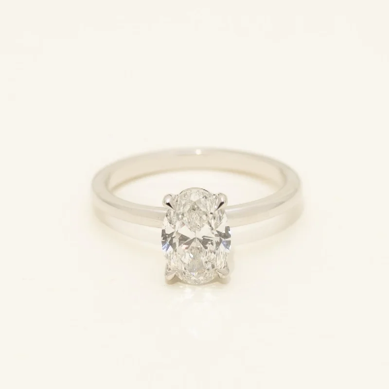 Oval Diamond Solitaire  Engagement Ring in 14kt White Gold