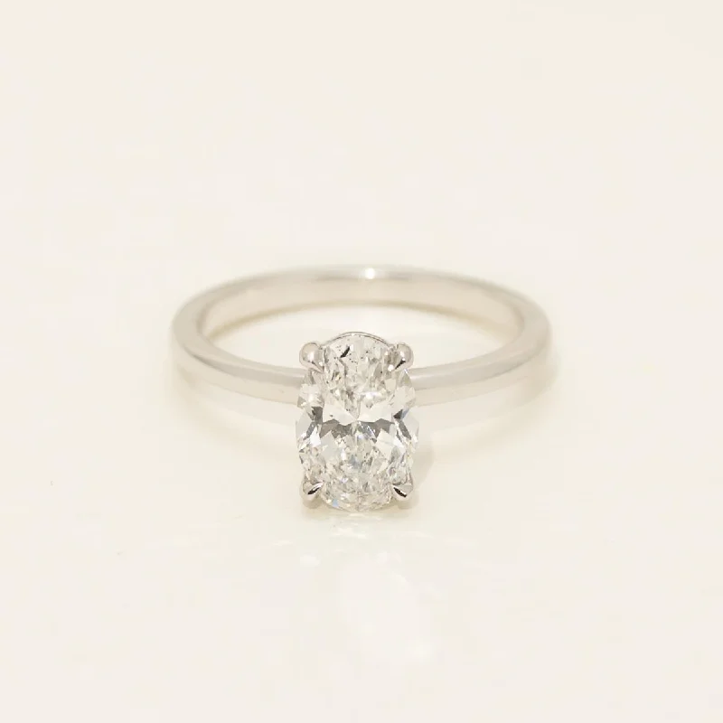 Oval Diamond Solitaire Ring in 14kt White Gold (1.51ct)