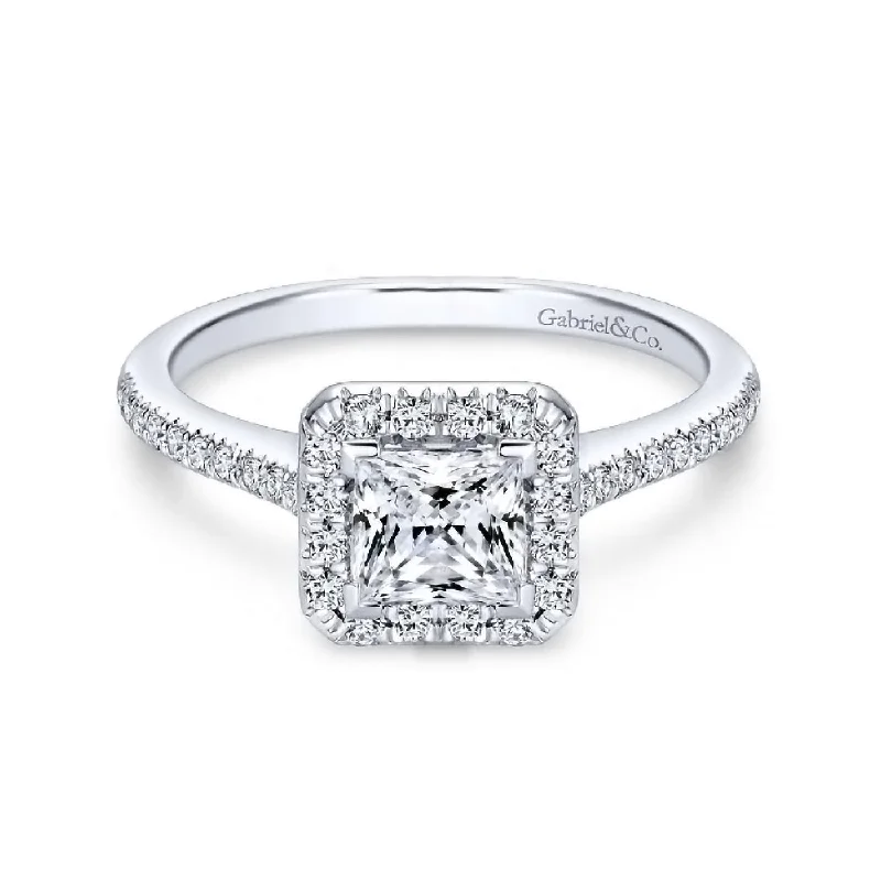 Patience - 14K White Gold Princess Halo Diamond Engagement Ring