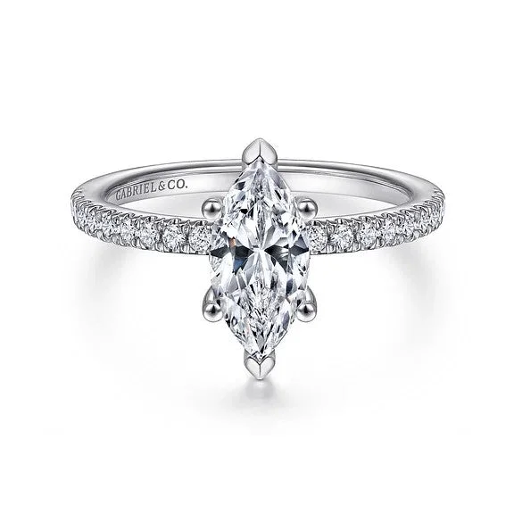 Ulani - 14K White Gold Marquise Diamond Engagement Ring (Setting Only)