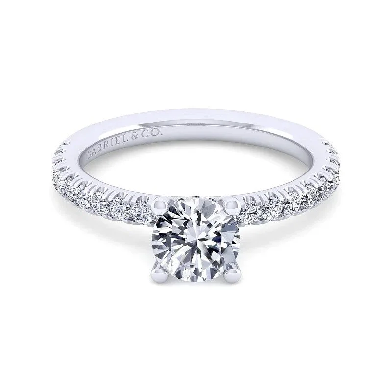 Ulani - 14K White Gold Round Diamond Engagement Ring (Setting Only)