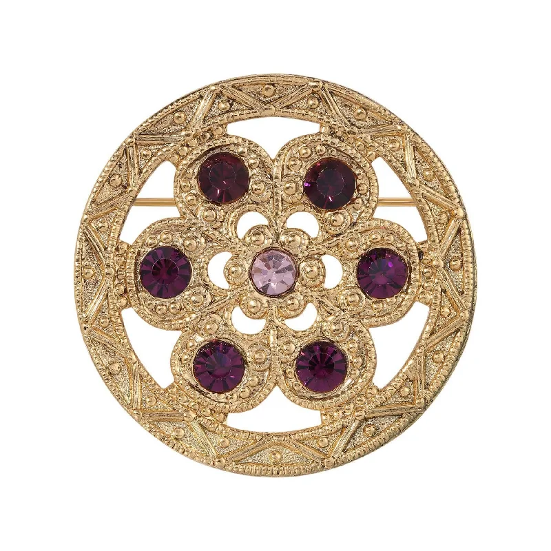 1928 Jewelry Fleur Royale Purple Amethyst Crystal Pin