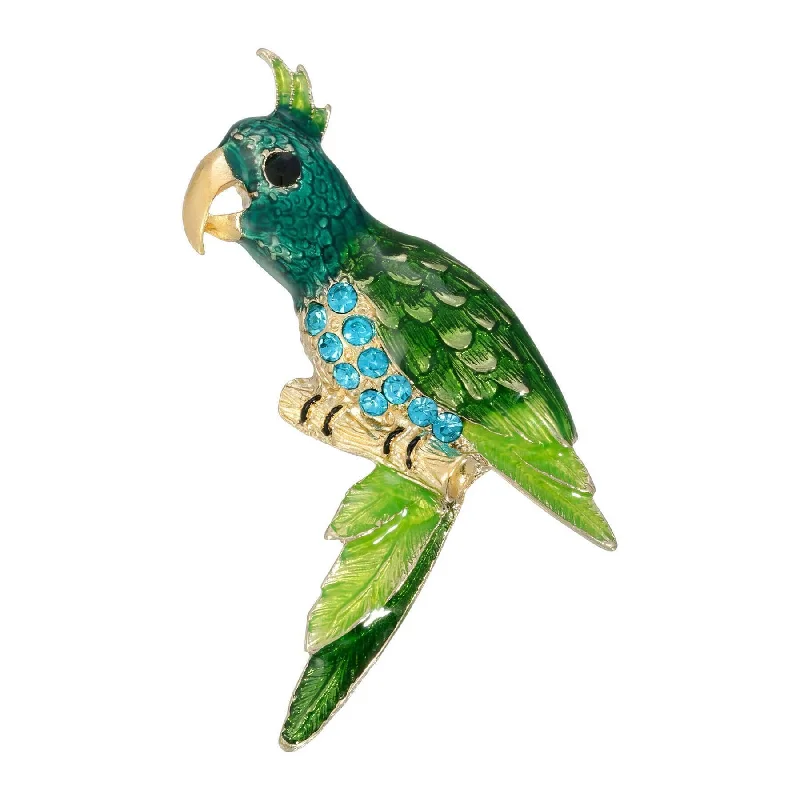 2028 Jewelry Neotropic Enamel & Crystal Perched Parrot Pin