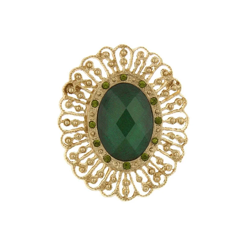 2028 Jewelry Tourmaline Green Stone Olivine Accent Crystal Oval Pin