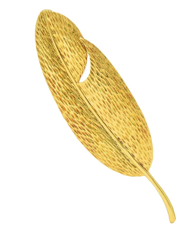 Angela Cummings Tiffany & Co. 1980 18 Karat Yellow Gold Vintage Leaf Brooch