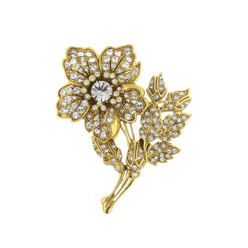 Antiquities Couture Pave Crystal Flower Pin