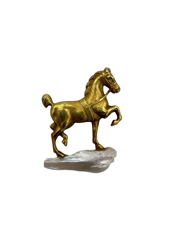 Art Nouveau Yellow Gold Horse On A Pearl Rock Brooch Circa 1900