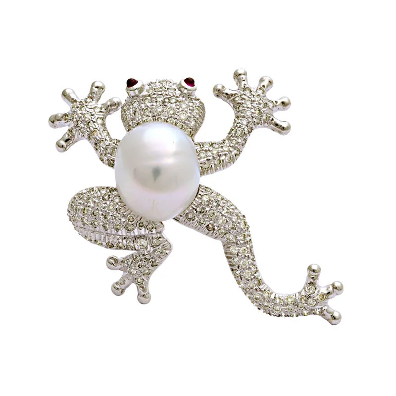 Brooch-Ruby, South Sea Pearl and Diamond