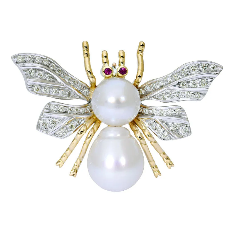 Brooch-Ruby, South Sea Pearl and Diamond