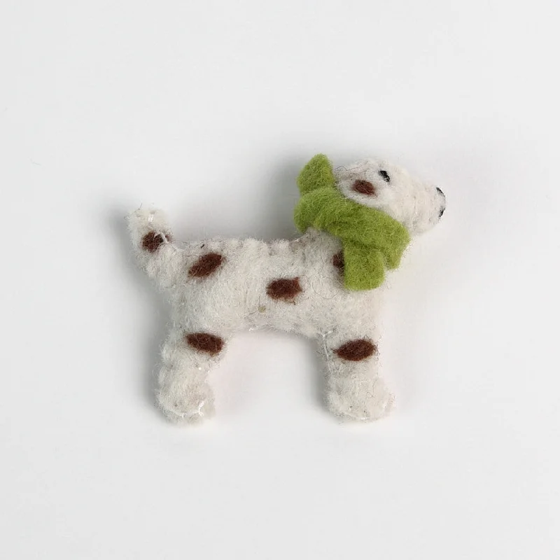 Cream Felt Spotty Dog Brooch