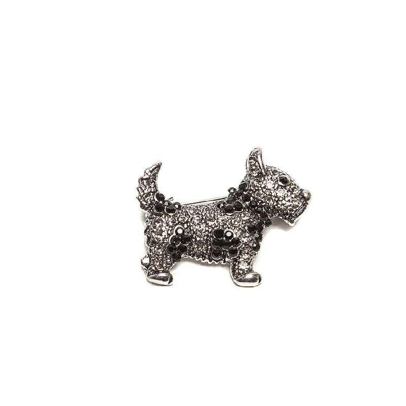 Cute Sparkly Crystal Scottie Brooch