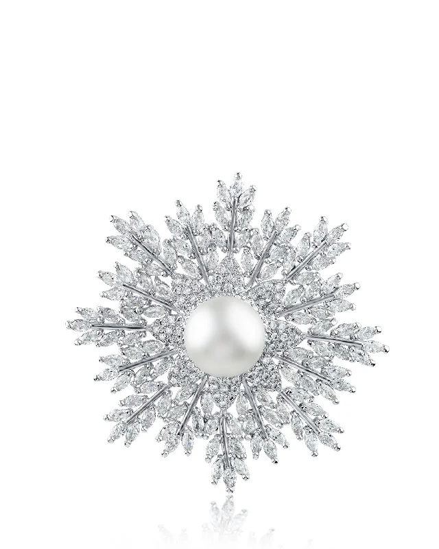 CZ Starburst Brooch