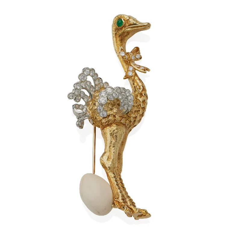 Donald Claflin for Tiffany & Co. Diamond Ostrich Brooch