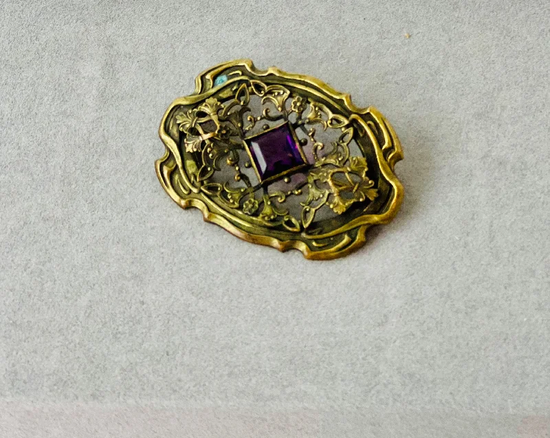 Estate Collection - Art Nouveau Gilt Metal Sash Pin