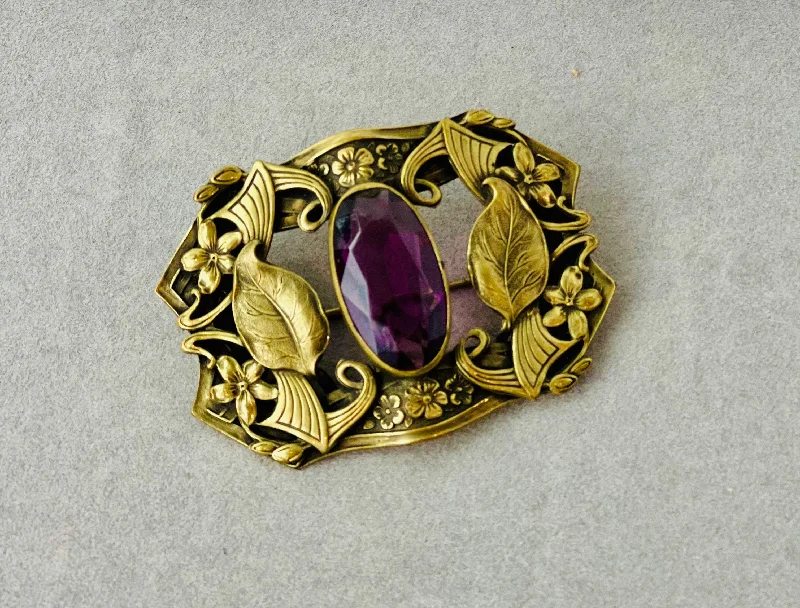 Estate Collection - Art Nouveau Gilt Metal Sash Pin