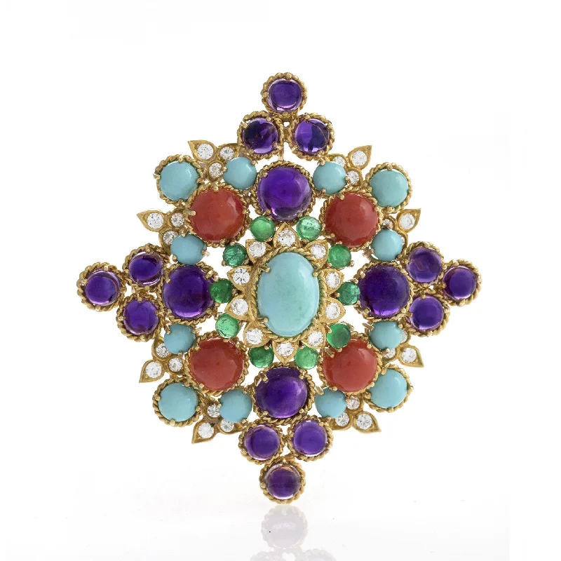 Henry Dunay Colorful Multi-Gemstone Brooch