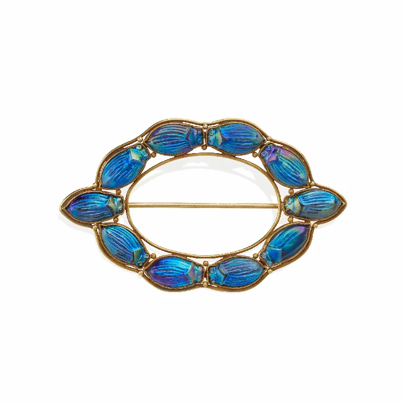 Louis Comfort Tiffany for Tiffany & Co. Favrile Glass Scarab Brooch