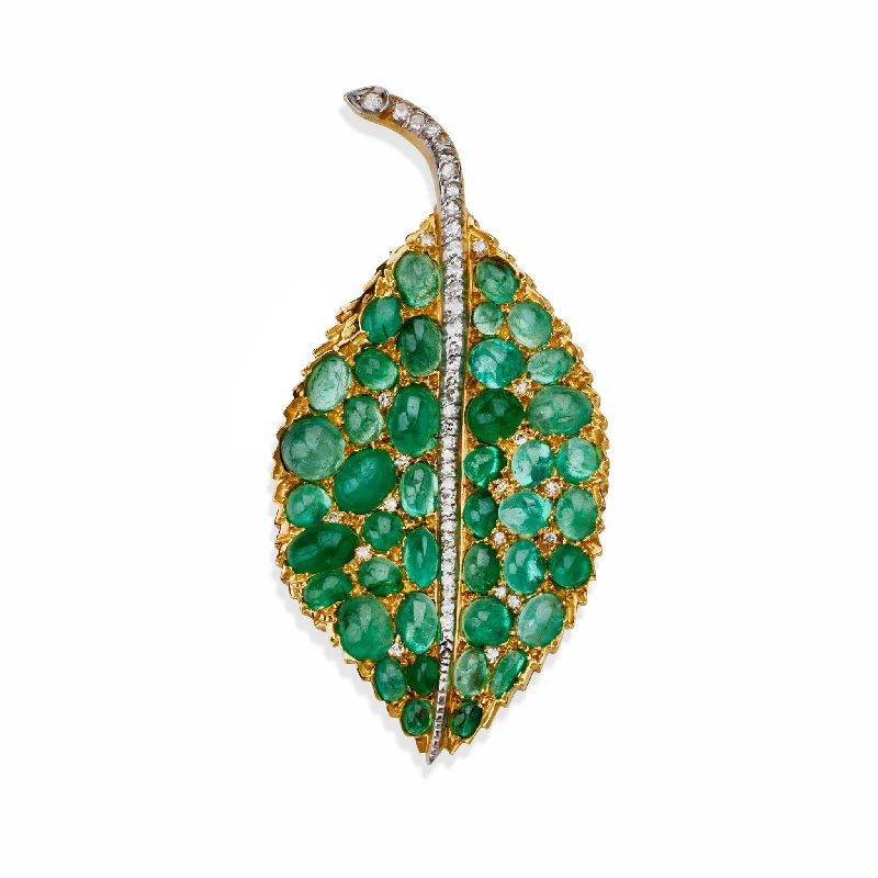 Mario Buccellati Emerald Leaf Brooch